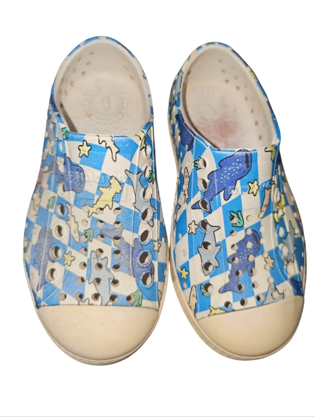 Native Kids Blue Shark Print Slip-On Shoes